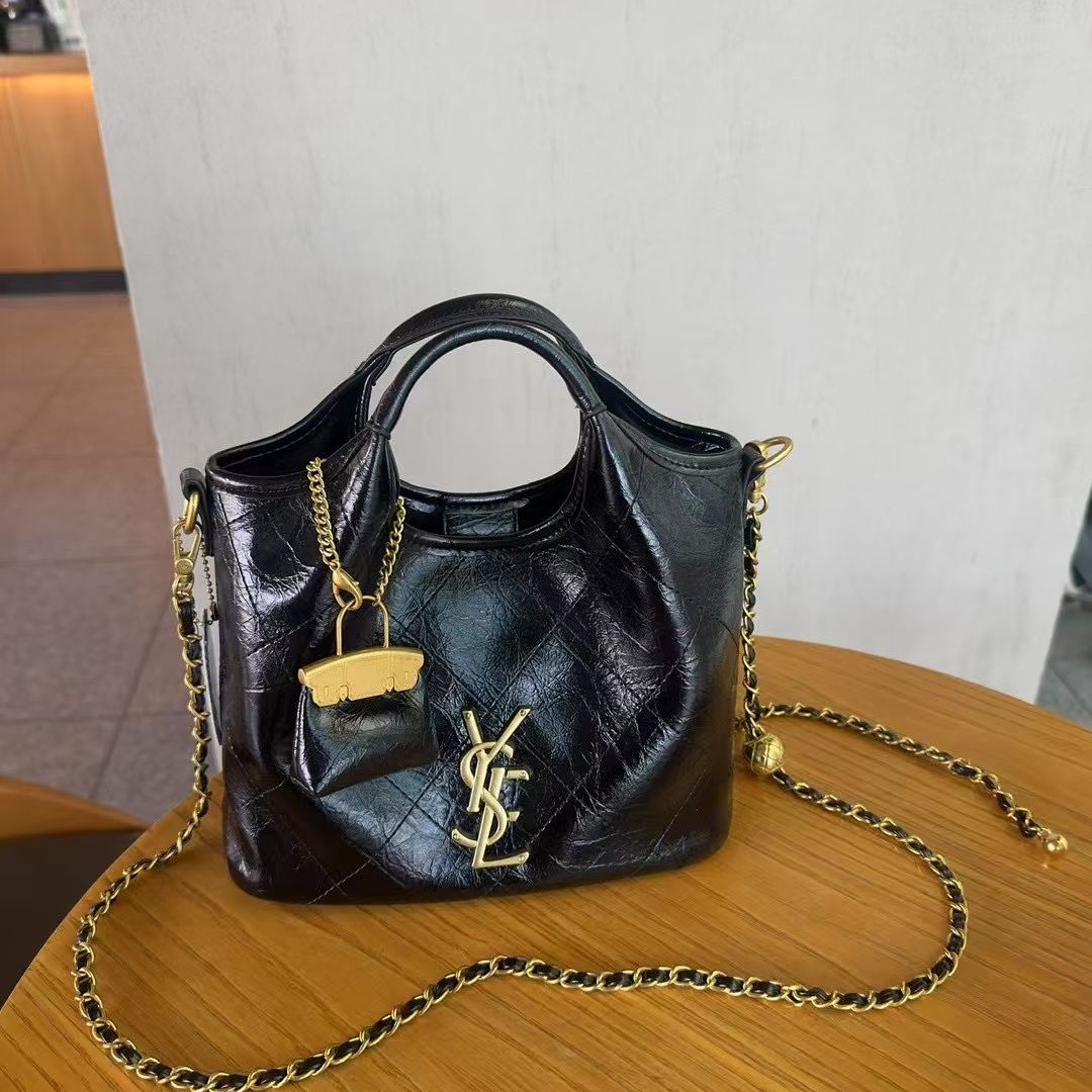 包包女2026新款欧美复古绣线链条斜挎包百搭手提菜篮子包子母包