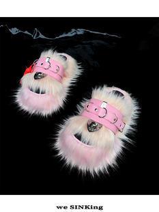 slippers粉色心情毛毛拖鞋 沉没SINKing pink fur net系列faux
