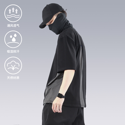 撞色拼接透气半袖机能风短袖t恤