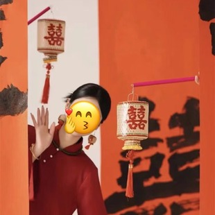 潮汕传统竹编油纸手提发光囍灯笼古风喜庆婚礼广告拍摄照道具