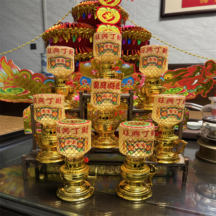 电池小酥油灯潮汕传统手工竹编油纸司命帝君灶公火煤复古老式led