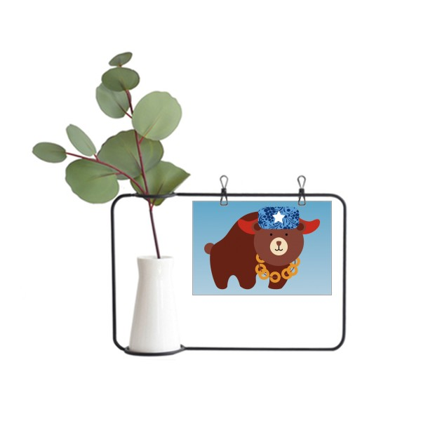 俄罗斯国家标志熊纹样金属相框陶瓷花瓶装饰