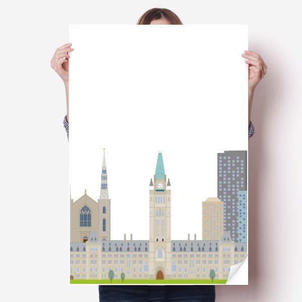 加拿大城市地标建筑海报贴纸80x55cm墙贴纸卧室家居装饰
