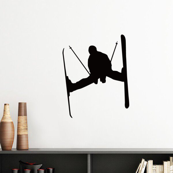 黑色滑雪冬季运动剪影墙贴纸剪影学校板报房间装饰画可移除贴画