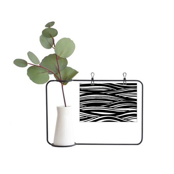 设计感黑白版画波浪纹理金属相框陶瓷花瓶装饰