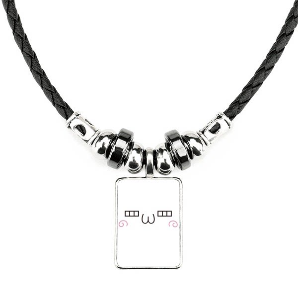 可爱颜文字害羞卖萌表情手工皮绳项链吊坠饰品