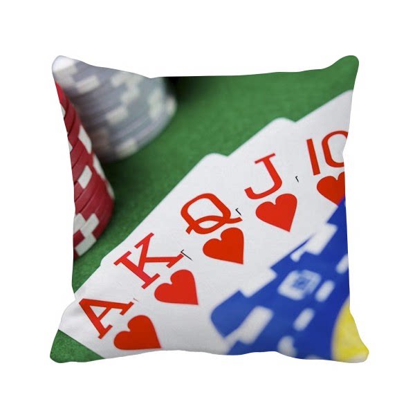 扑克牌同花顺红桃摄影方形抱枕靠枕沙发靠垫双面含芯礼物