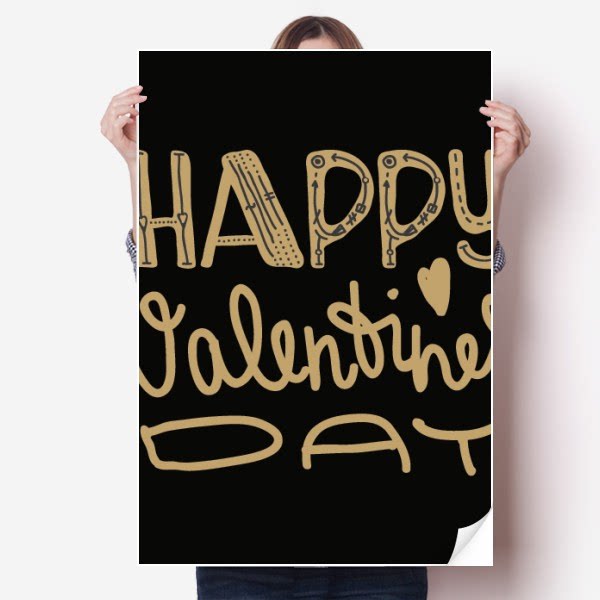 情人节金色英文艺术字海报贴纸80x55cm墙贴纸卧室家居装饰