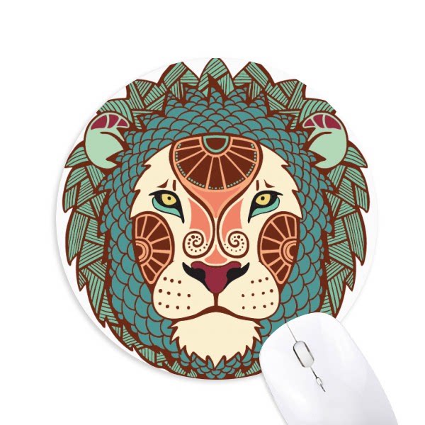 狮子座星座标志插画图案圆形游戏办公防滑橡胶鼠标垫礼物