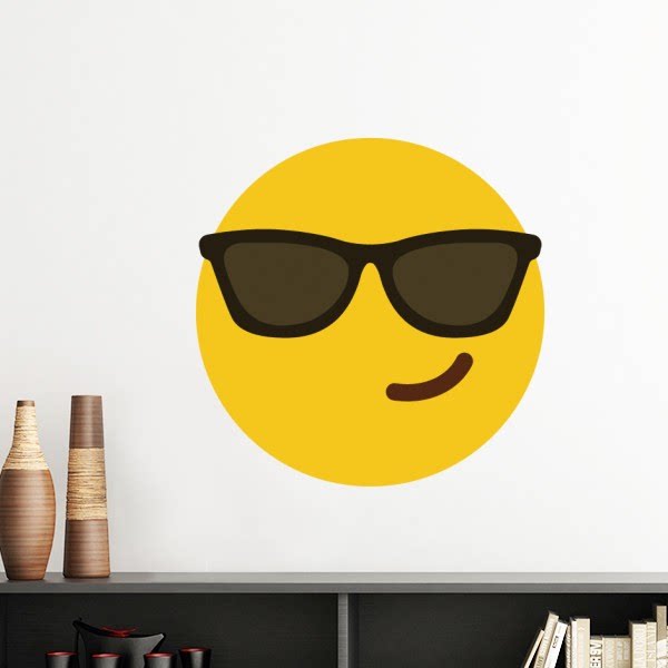 墨镜帅气黄色网聊表情包插画墙贴壁纸房间贴花