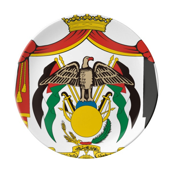 约旦国徽标志符号图案陶瓷餐盘子8寸月光盘餐具家居礼物