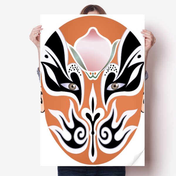 京剧彩色秦英金水桥海报贴纸80x55cm墙贴纸卧室家居装饰