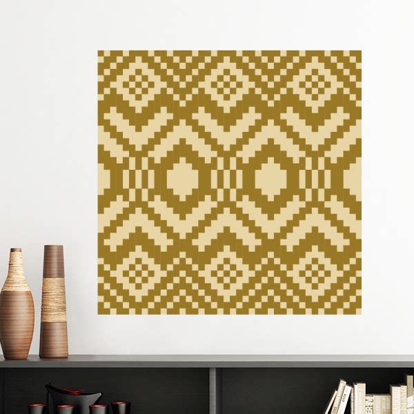 褐色正方形六边形图案墙贴壁纸房间贴花