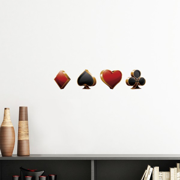 黑桃红心梅花方片纹样墙贴壁纸房间贴花