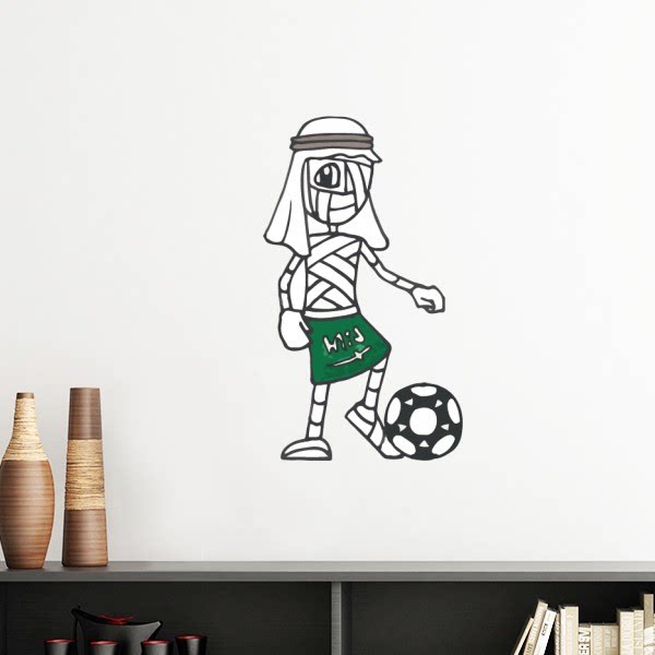 沙特阿拉伯足球运动员卡通木乃伊墙贴壁纸房间贴花