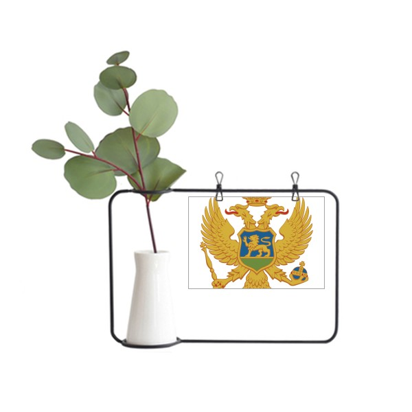 黑山共和国欧洲国徽金属相框陶瓷花瓶装饰