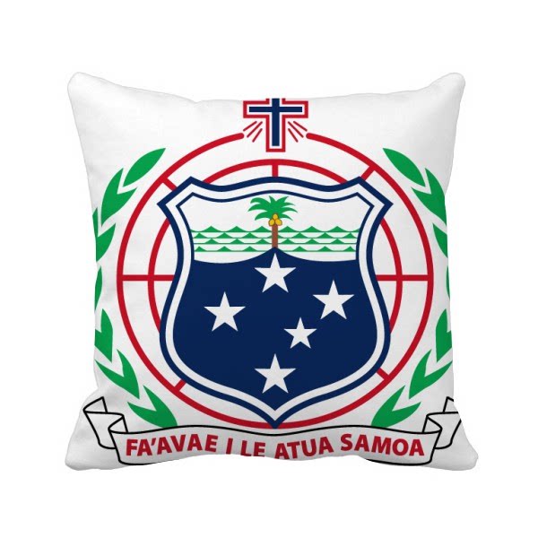 萨摩亚大洋洲国徽方形抱枕靠枕沙发靠垫双面含芯礼物