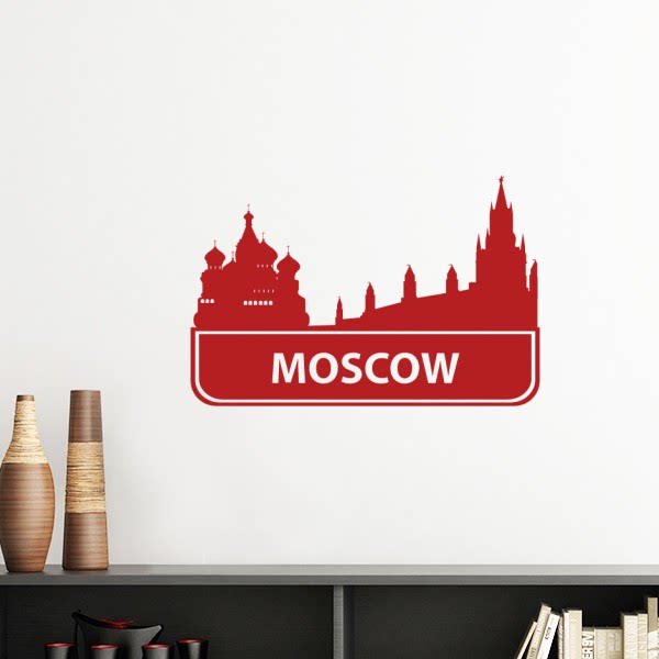 俄罗斯莫斯科红色地标建筑图案墙贴壁纸房间贴花