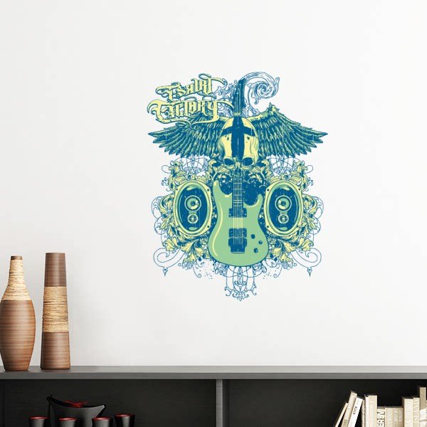 爵士音乐吉他图案墙贴壁纸房间贴花