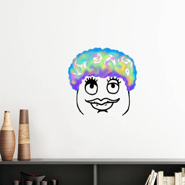 厚嘴唇妇女黑色聊天表情墙贴壁纸房间贴花