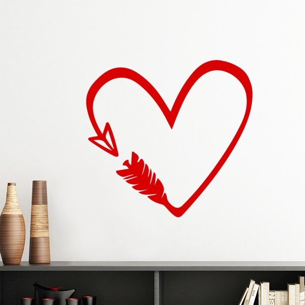 红色爱心箭头设计图案墙贴壁纸房间贴花