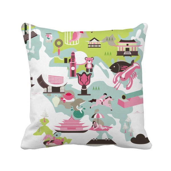 香港热烈欢迎你中国名胜地图方形抱枕靠枕沙发靠垫双面含芯礼物