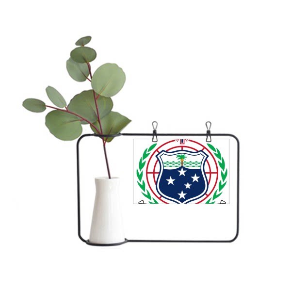 萨摩亚大洋洲国徽金属相框陶瓷花瓶装饰