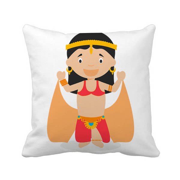 东方舞者卡通人物方形抱枕靠枕沙发靠垫双面含芯礼物