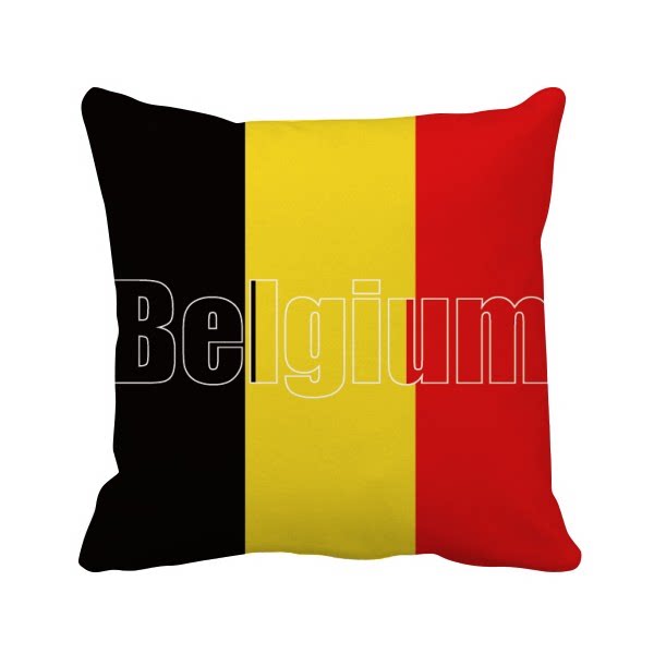 比利时国旗英文名方形抱枕靠枕沙发靠垫双面含芯礼物