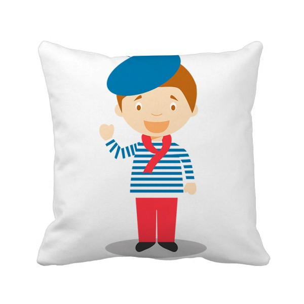 海军蓝法国人卡通人物方形抱枕靠枕沙发靠垫双面含芯礼物