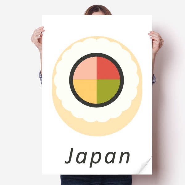 传统日本知名蛋卷寿司海报贴纸80x55cm墙贴纸卧室家居装饰