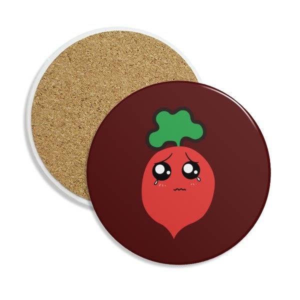 萌版卡通萝卜委屈表情圆形陶瓷杯垫水杯隔热垫2片装礼品礼物