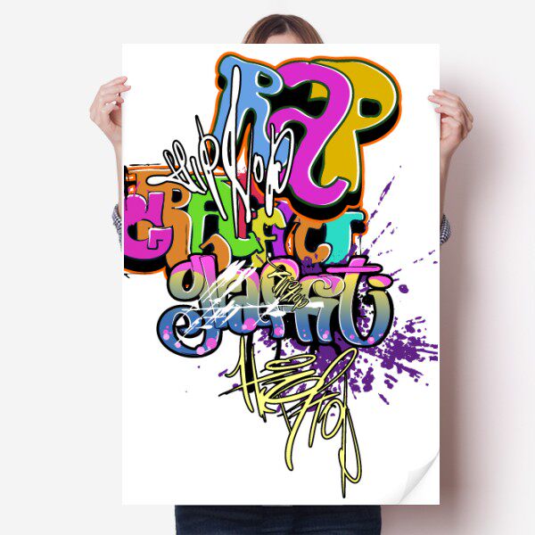 涂鸦街头彩色摇滚文字海报贴纸80x55cm墙贴纸卧室家居装饰