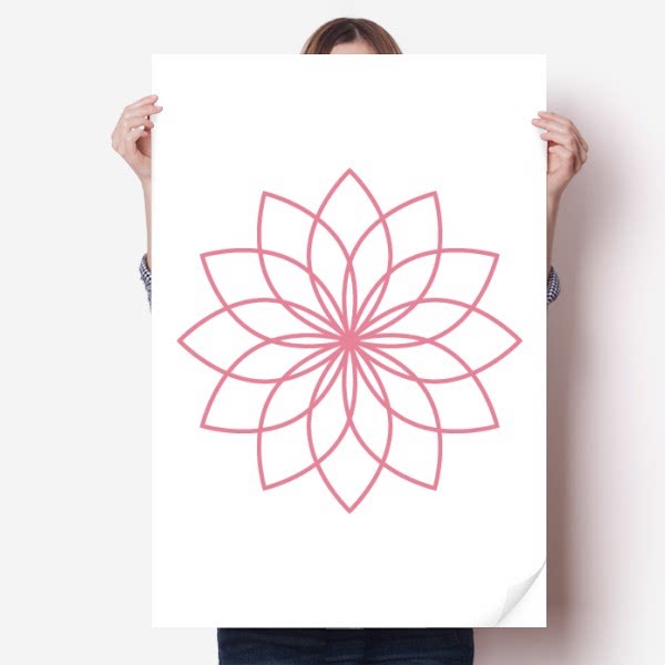 植物花卉线条图案海报贴纸80x55cm墙贴纸卧室家居装饰