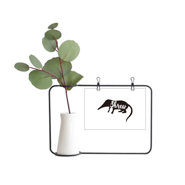 鼩鼱黑白剪影动物金属相框陶瓷花瓶装饰