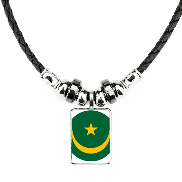 月亮星毛里塔尼亚共和国非洲国徽手工皮绳项链吊坠饰品男女礼物