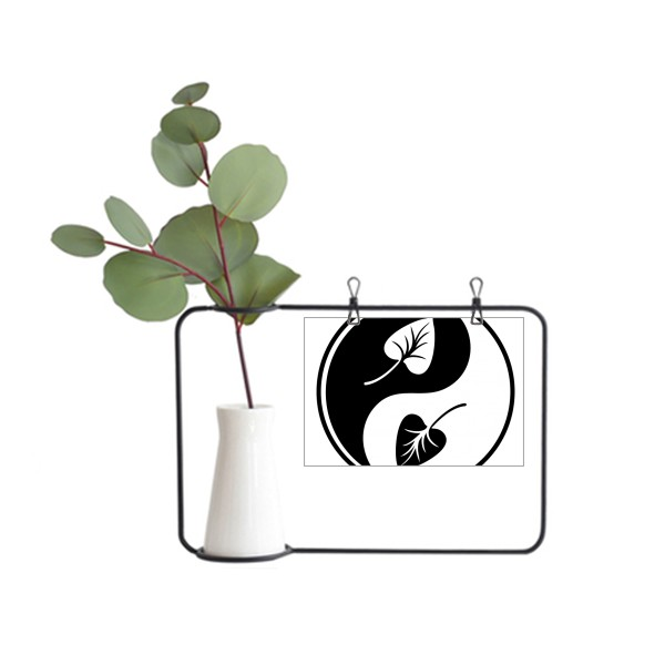 吉祥黑白阴阳叶子金属相框陶瓷花瓶装饰