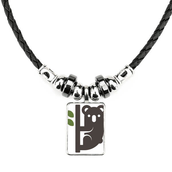 澳大利亚考拉剪纸图样手工皮绳项链吊坠饰品