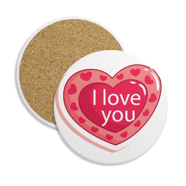 情人节粉色我爱你双层爱心圆形杯垫水杯隔热垫2片装礼品礼物