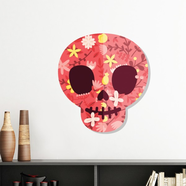 粉色墨西哥亡灵节骷髅墙贴壁纸房间贴花