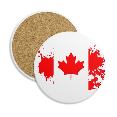 加拿大国旗和枫叶圆形杯垫水杯隔热垫2片装礼品礼物