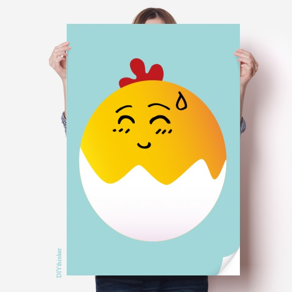 鸡蛋无语可爱萌版表情海报贴纸80x55cm墙贴纸卧室家居装饰