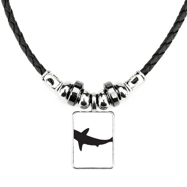 剪影海洋鲨鱼凶猛鱼类手工皮绳项链吊坠饰品
