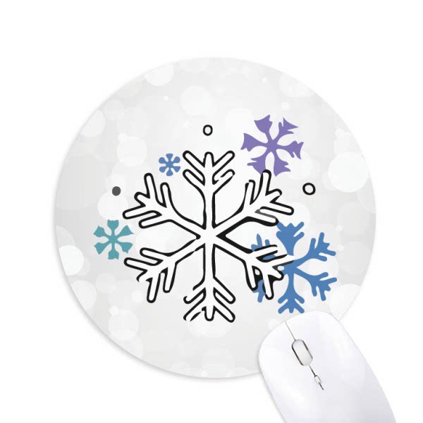 天气冬天雪花插画纹样圆形游戏办公防滑橡胶鼠标垫礼物