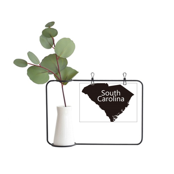 南卡罗来纳州美国地图轮廓金属相框陶瓷花瓶装饰