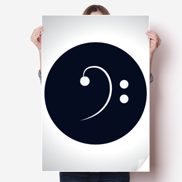 黑白音乐低音谱号海报贴纸80x55cm墙贴纸卧室家居装饰