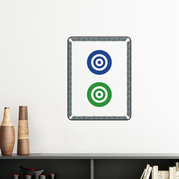 麻将牌二饼二筒图案墙贴壁纸房间贴花