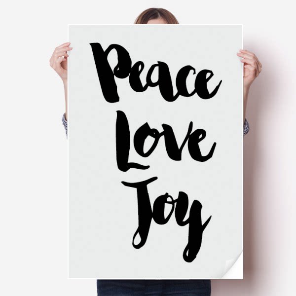 爱和平英文手写艺术字海报贴纸80x55cm墙贴纸卧室家居装饰