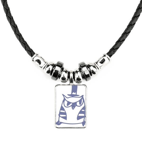 卡通礼帽鸟保护动物爱宠人士手工皮绳项链吊坠饰品