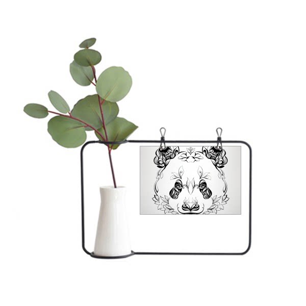 毛茸茸大熊猫动物肖像画金属相框陶瓷花瓶装饰